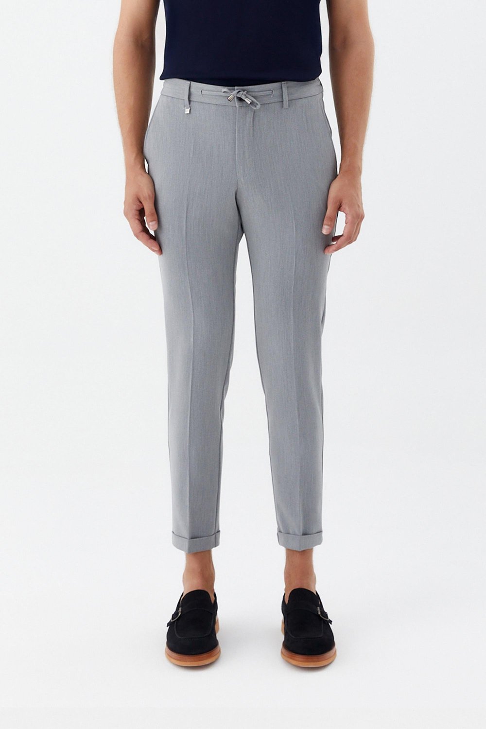 Gri Regular Fit Yan Cepli Jogger Erkek Pantolon