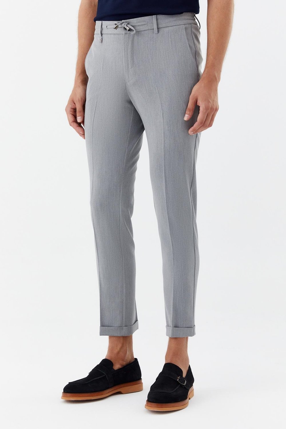 Gri Regular Fit Yan Cepli Jogger Erkek Pantolon