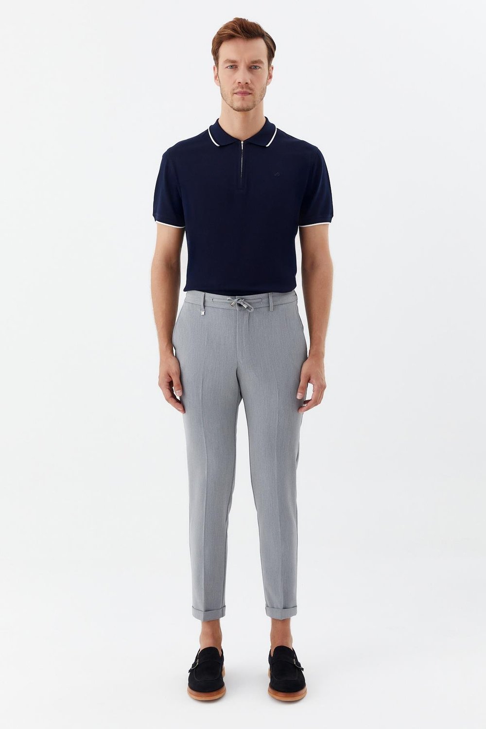 Gri Regular Fit Yan Cepli Jogger Erkek Pantolon