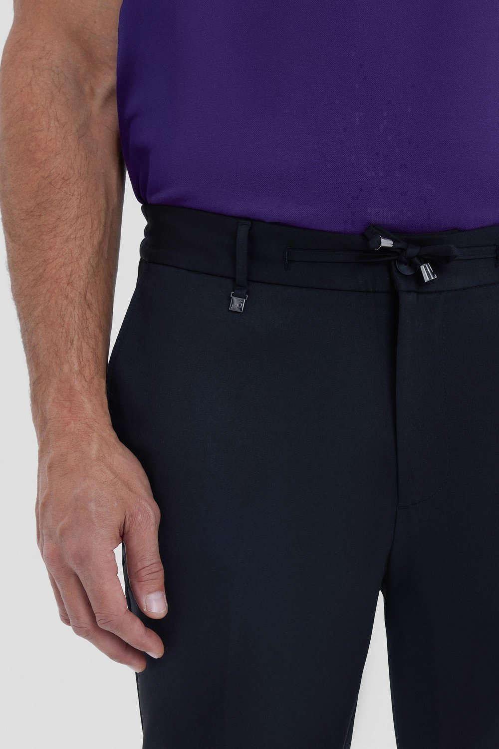 Erkek Siyah Dar Kesim Slim Fit Dokuma Yan Cep Jogger Pantolon