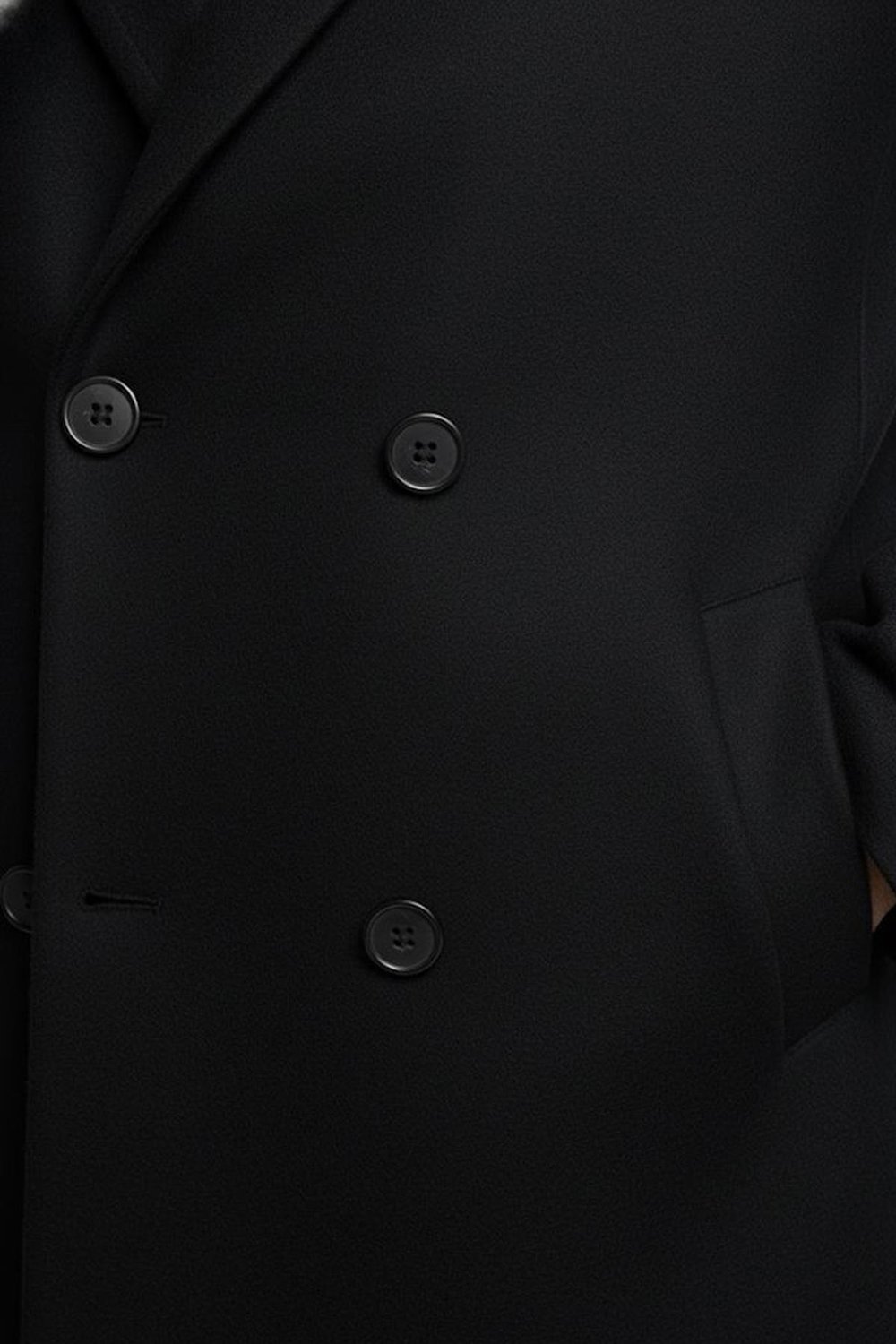 Giotelli Siyah Regular Fit Mono Yaka Yün Karışımlı Kaşe Erkek Kaban