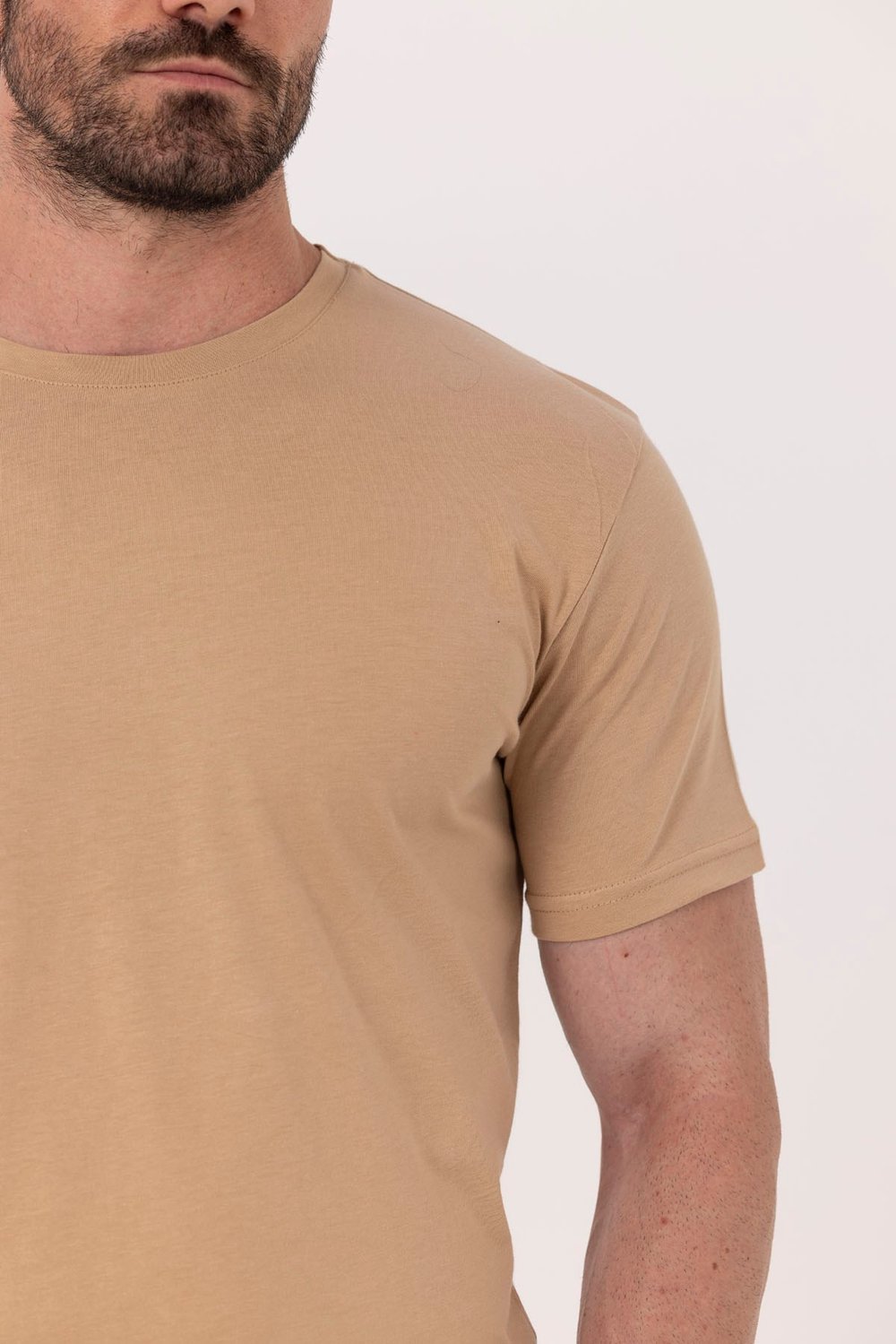 Kahve %100 Pamuk Bisiklet Yaka Düz Renk Basic T-Shirt