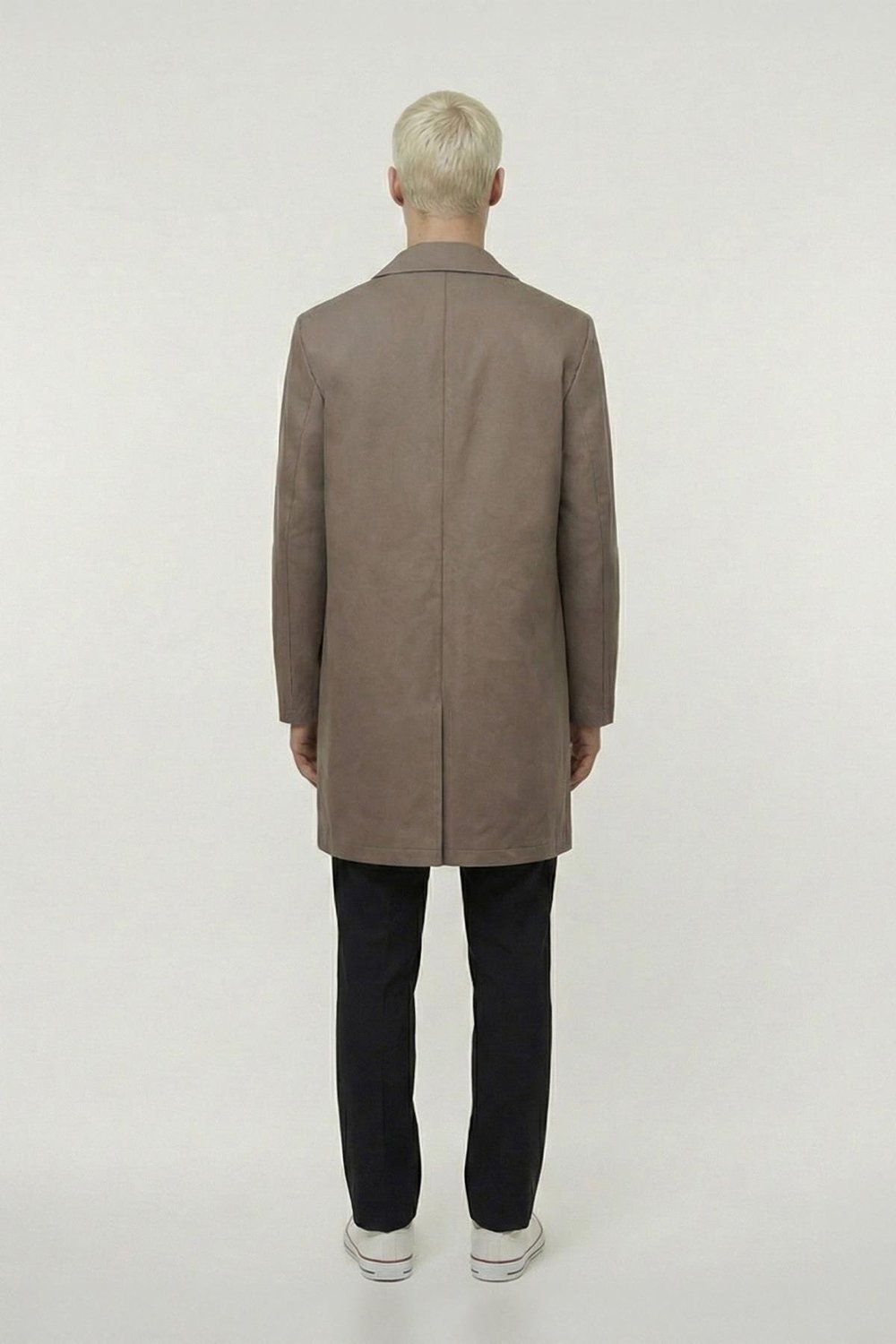 Kahve Oversize Fit Pamuklu Mono Yaka Yan Cepli Orta Boy Erkek Trençkot