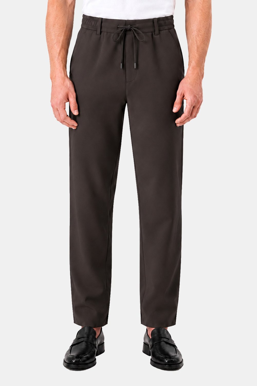 Kahverengi Dokulu Arka Lastikli Köprü Kemerli Bağcıklı Slim Fit Jogger Pantolon - Sabri Özel