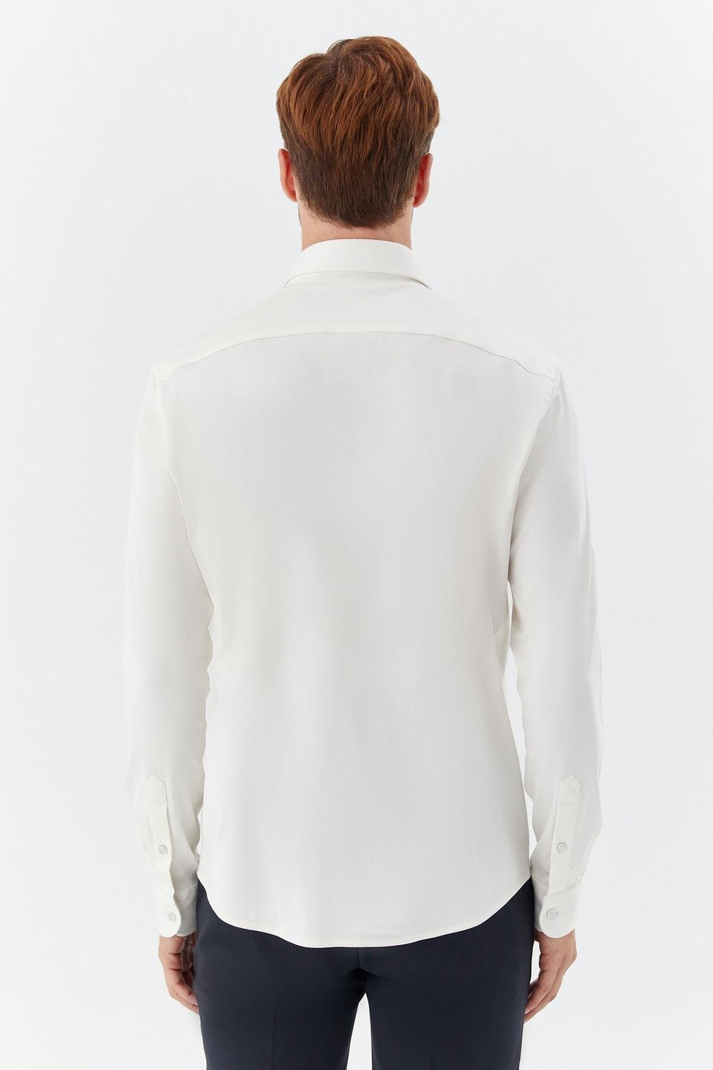 Erkek Latte Düz Klasik Yaka Slim Fit Gömlek