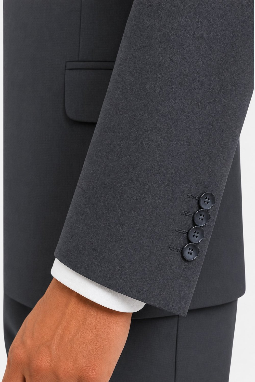 Koyu Gri Slim Fit Düz Paça 6 Drop Mono Yaka Klasik Takım Elbise