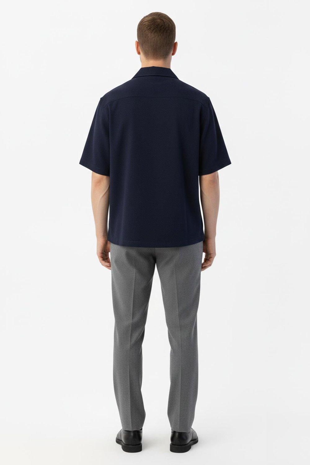 Giotelli Koyu Lacivert Standart Fit %100 Keten Apaş Yaka Erkek Gömlek