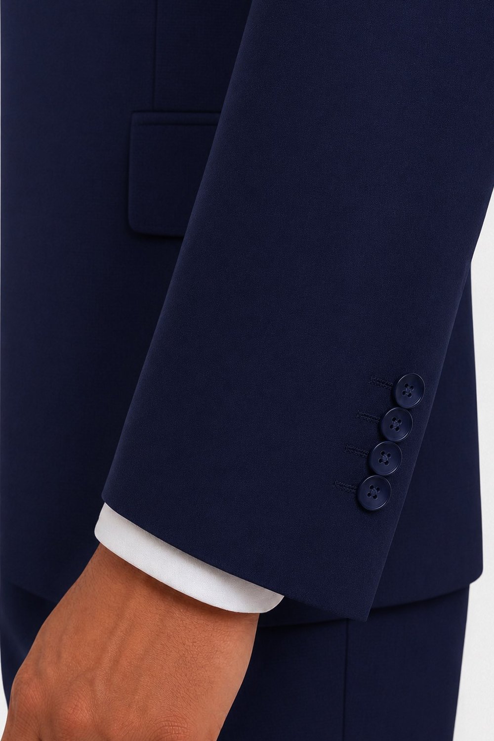 Koyu Lacivert Slim Fit Düz Paça 6 Drop Mono Yaka Klasik Takım Elbise
