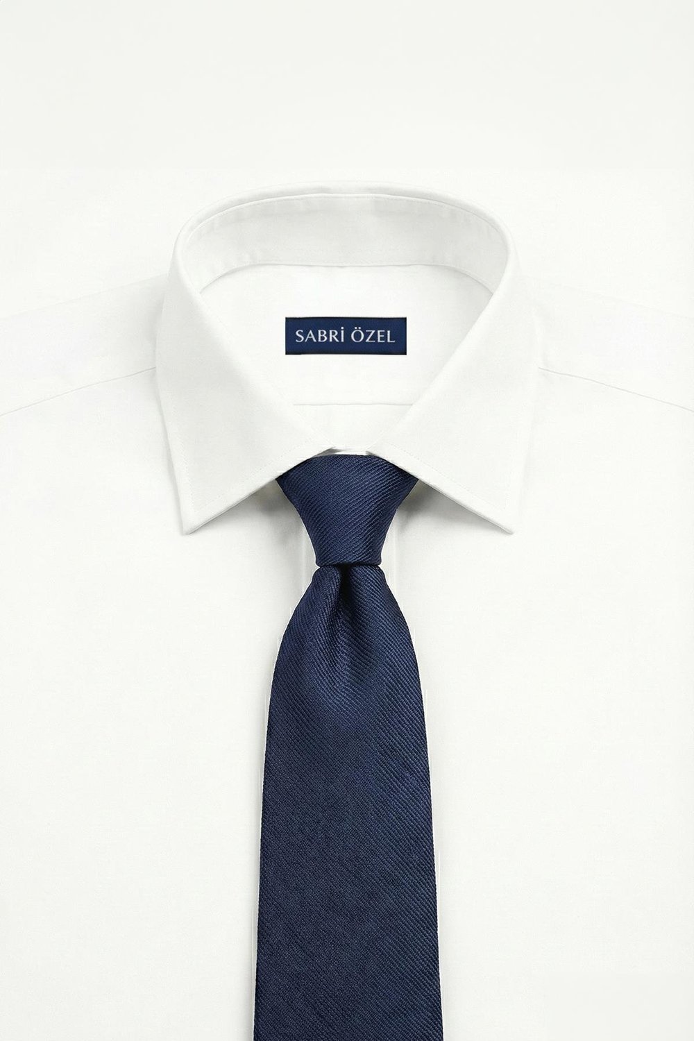 Lacivert Kravat ve Kum Desenli Mendil 