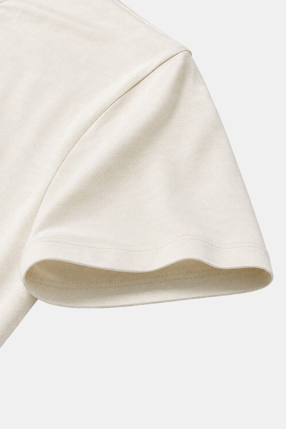 Krem %100 Pamuk Regular Fit Bisiklet Yaka Basic T-shirt
