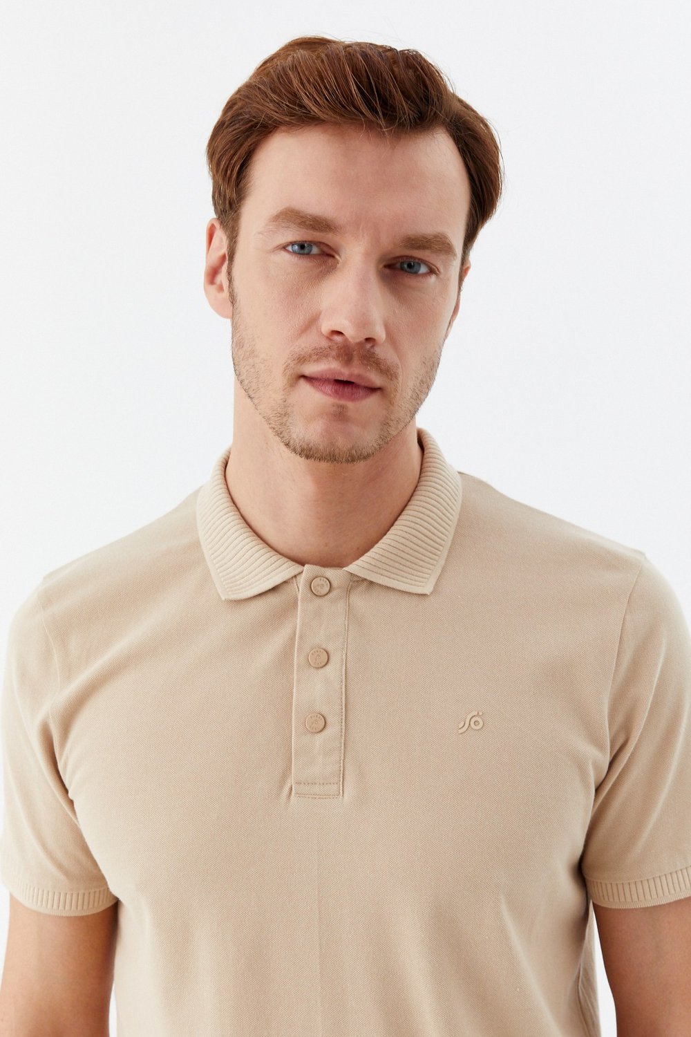 Kum %100 Pamuk Patlı Polo Yaka Regular Fit T-Shirt 