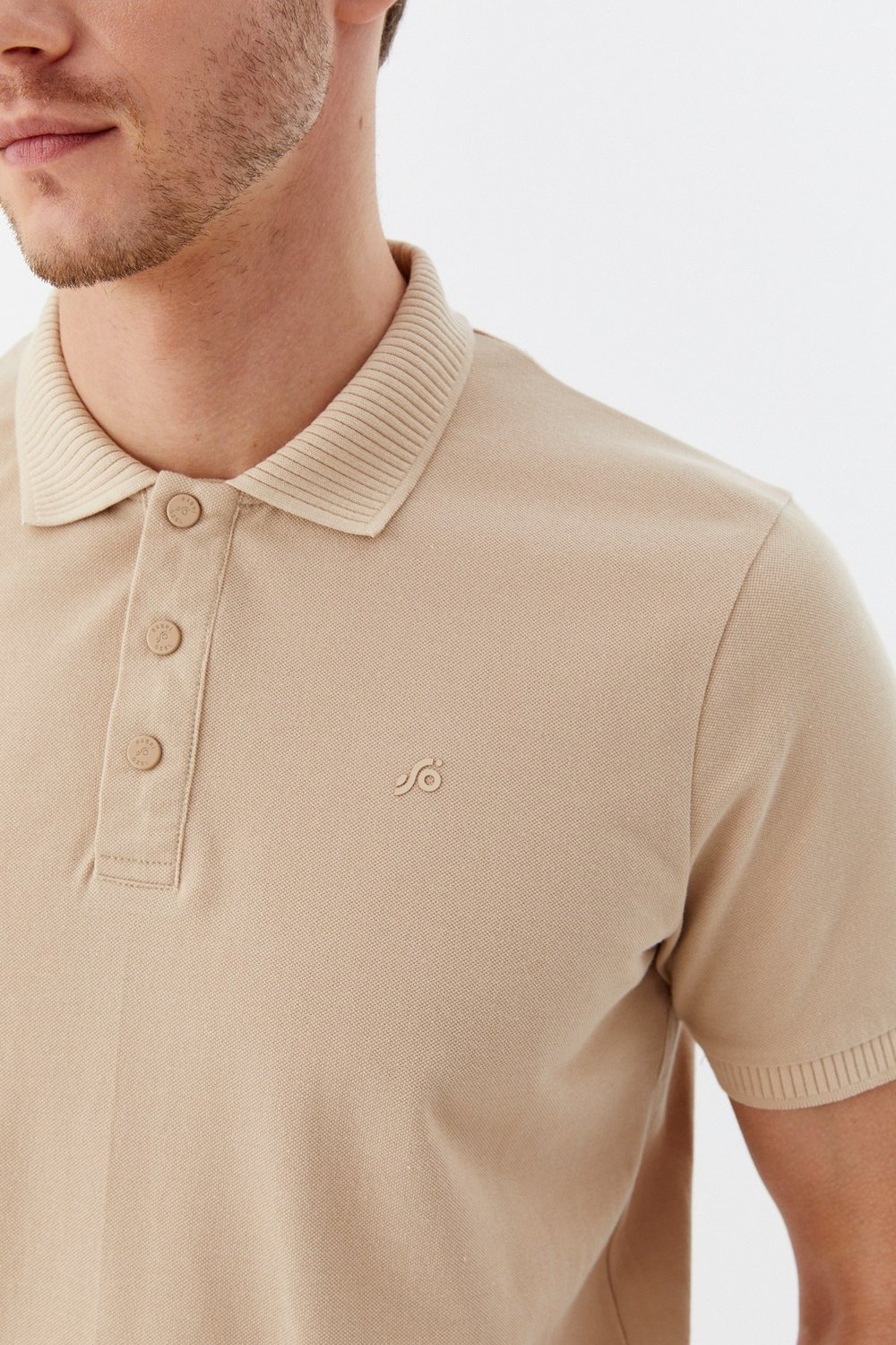 Kum %100 Pamuk Patlı Polo Yaka Regular Fit T-Shirt 