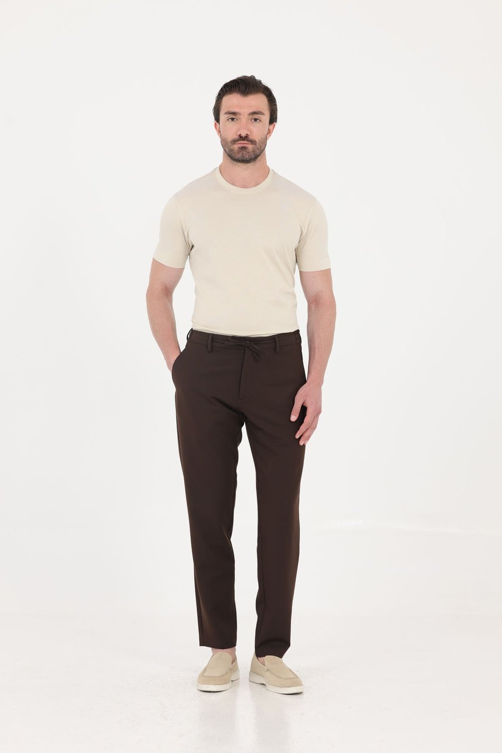 Kum Beji %100 Pamuk Regular Fit Bisiklet Yaka Basic T-shirt