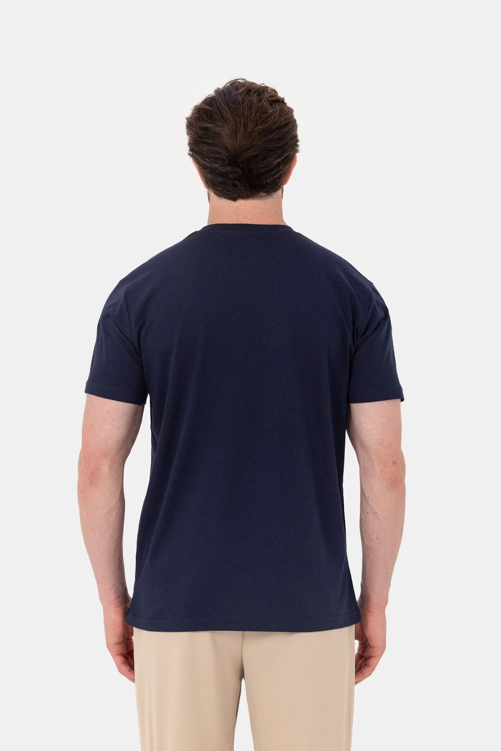Lacivert %100 Pamuk Bisiklet Yaka Düz Renk Basic T-Shirt