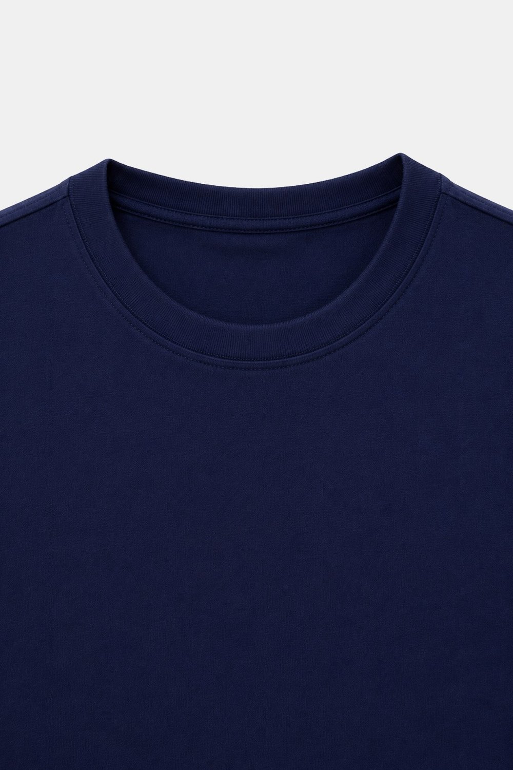 Lacivert %100 Pamuk Bisiklet Yaka Düz Renk Basic T-Shirt