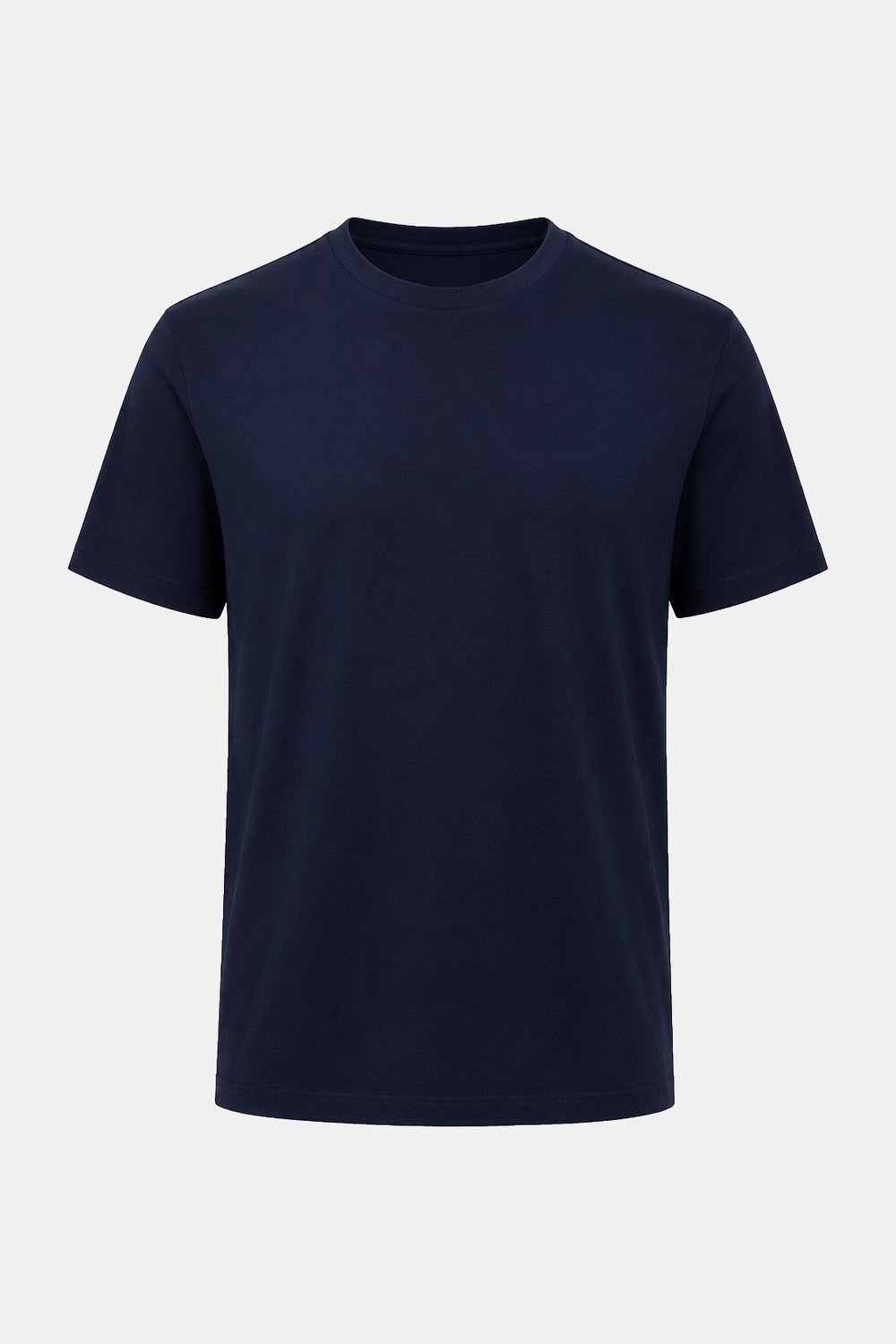 Lacivert %100 Pamuk Bisiklet Yaka Düz Renk Basic T-Shirt