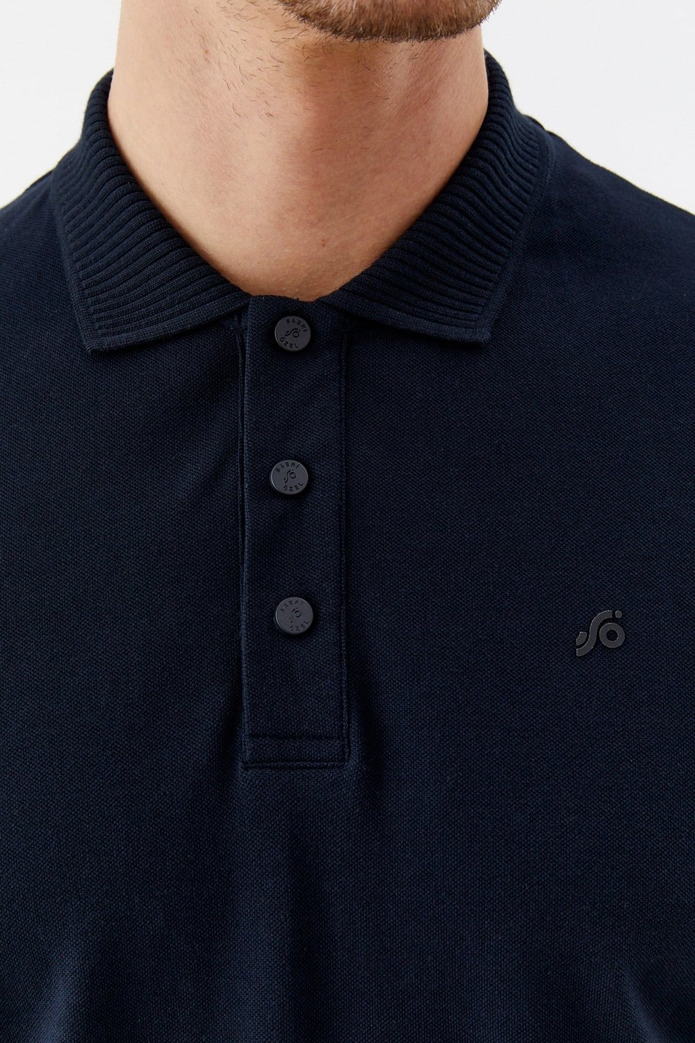 Lacivert %100 Pamuk Patlı Polo Yaka  Regular Fit T-Shirt 
