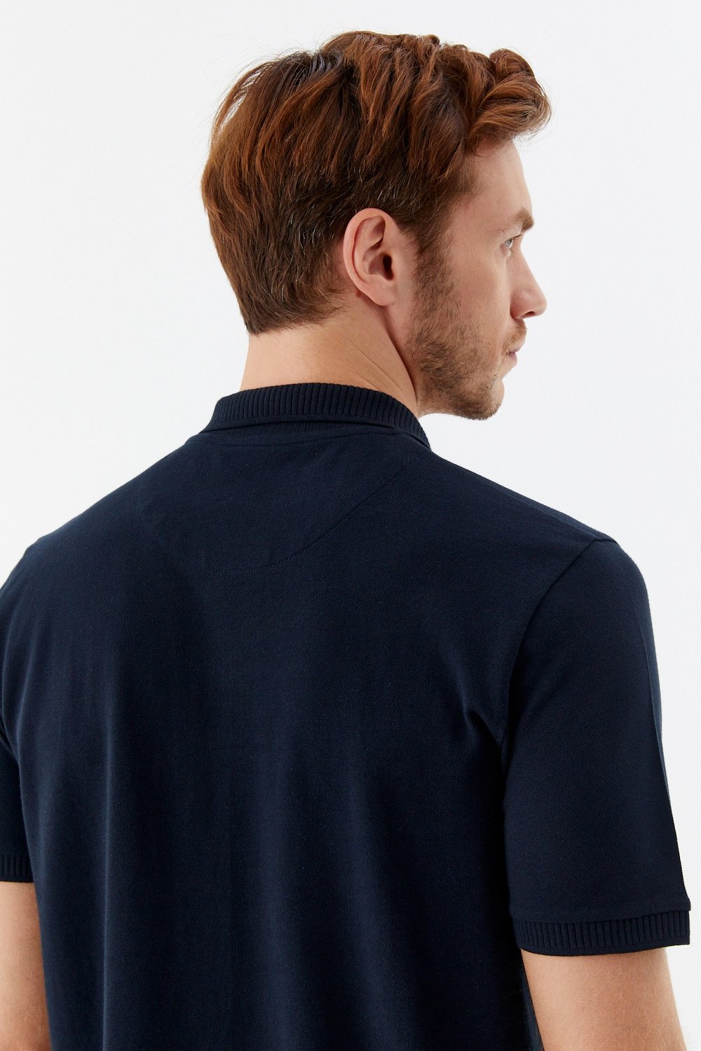 Lacivert %100 Pamuk Patlı Polo Yaka  Regular Fit T-Shirt 