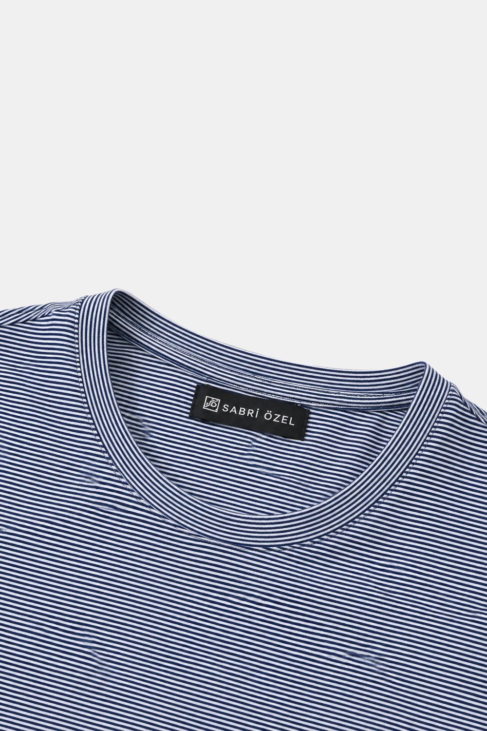 Lacivert-Beyaz %100 Pamuk Regular Fit Bisiklet Yaka Basic T-shirt