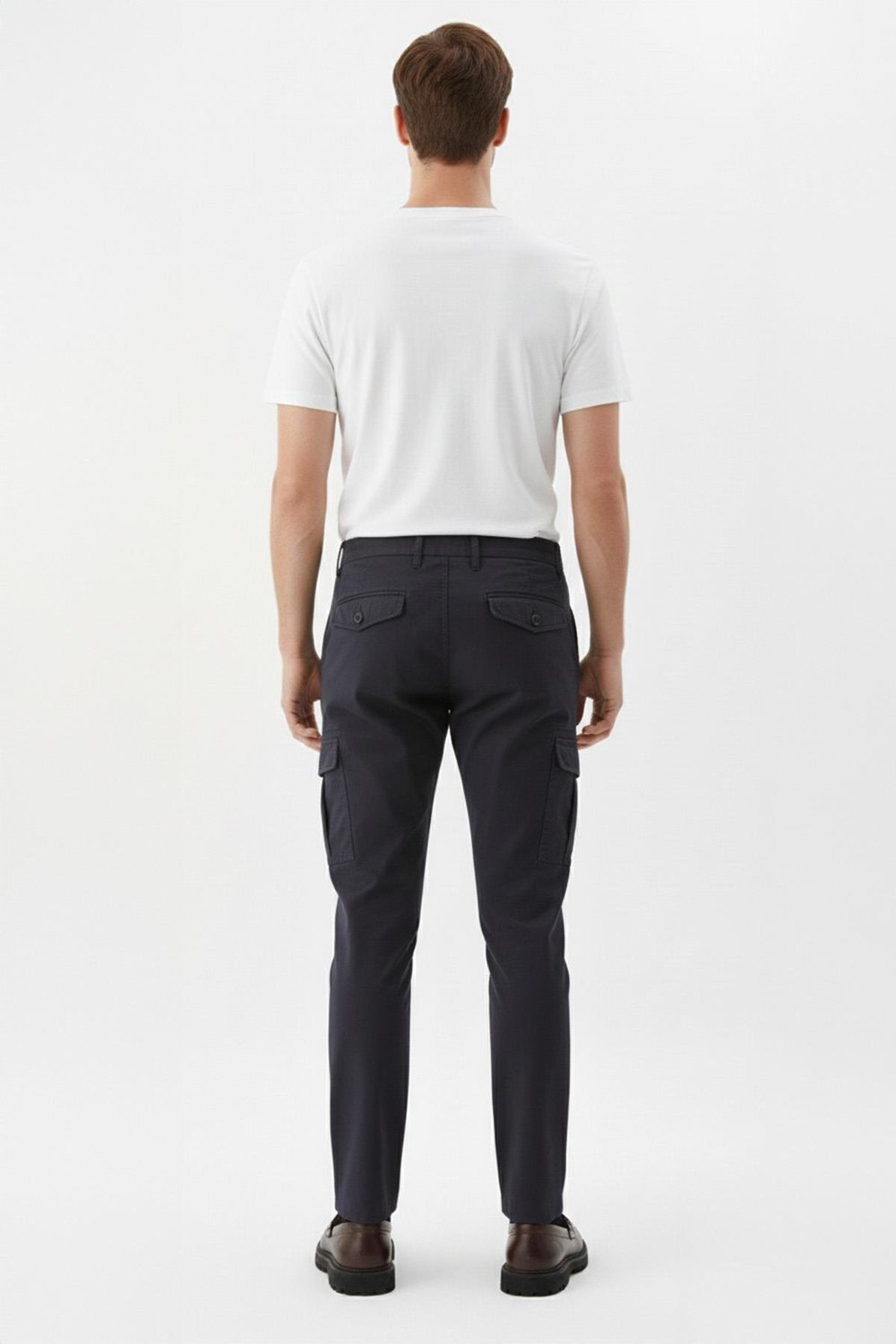 Giotelli Lacivert Comfort Fit Yünlü Esnek Kargo Cepli Normal Bel Standart Boy Erkek Pantolon