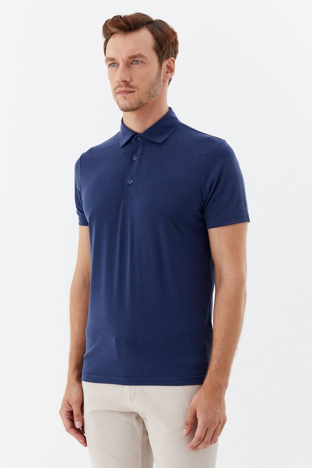 Lacivert Modal Regular Fit Polo Yaka T-shirt