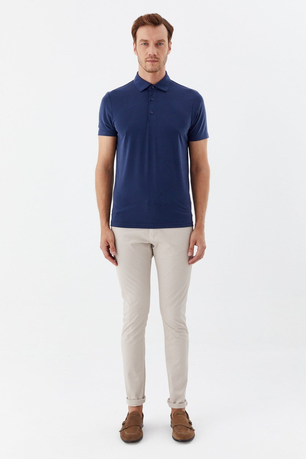Lacivert Modal Regular Fit Polo Yaka T-shirt