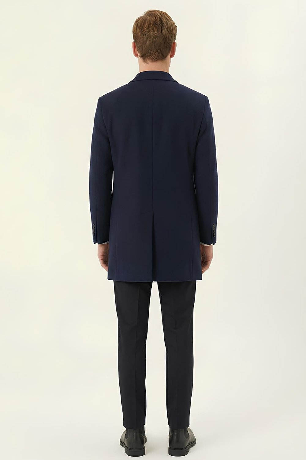 Giotelli Lacivert Regular Fit Mono Yaka Yün Karışımlı Erkek Kaşe Kaban