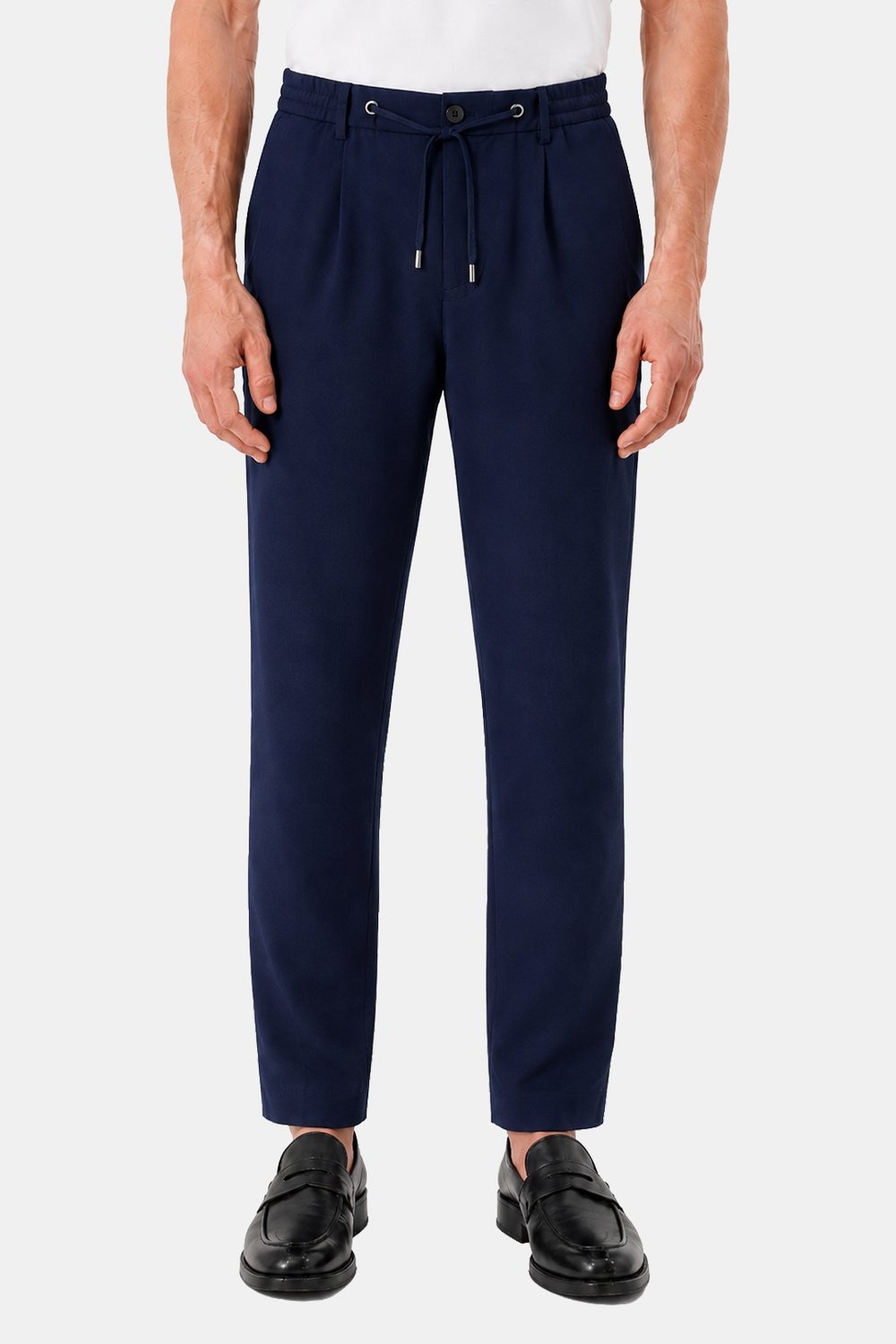 Lacivert Regular Fit Yan Cep Lastikli Bel Klasik Paça Jogger Pantolon