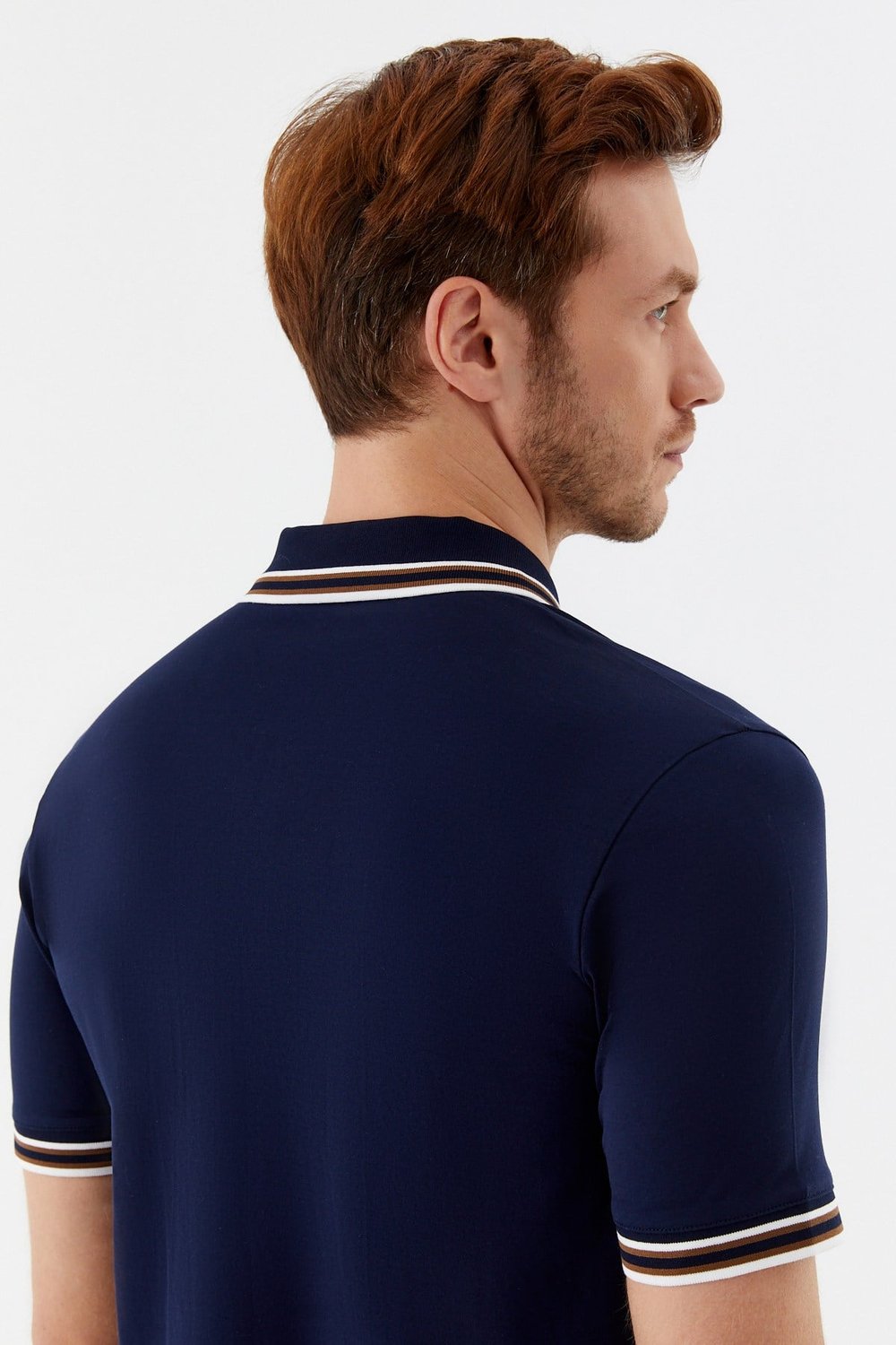 Lacivert Slim Fit %100 Pamuk Düğmeli Polo Yaka T-shirt