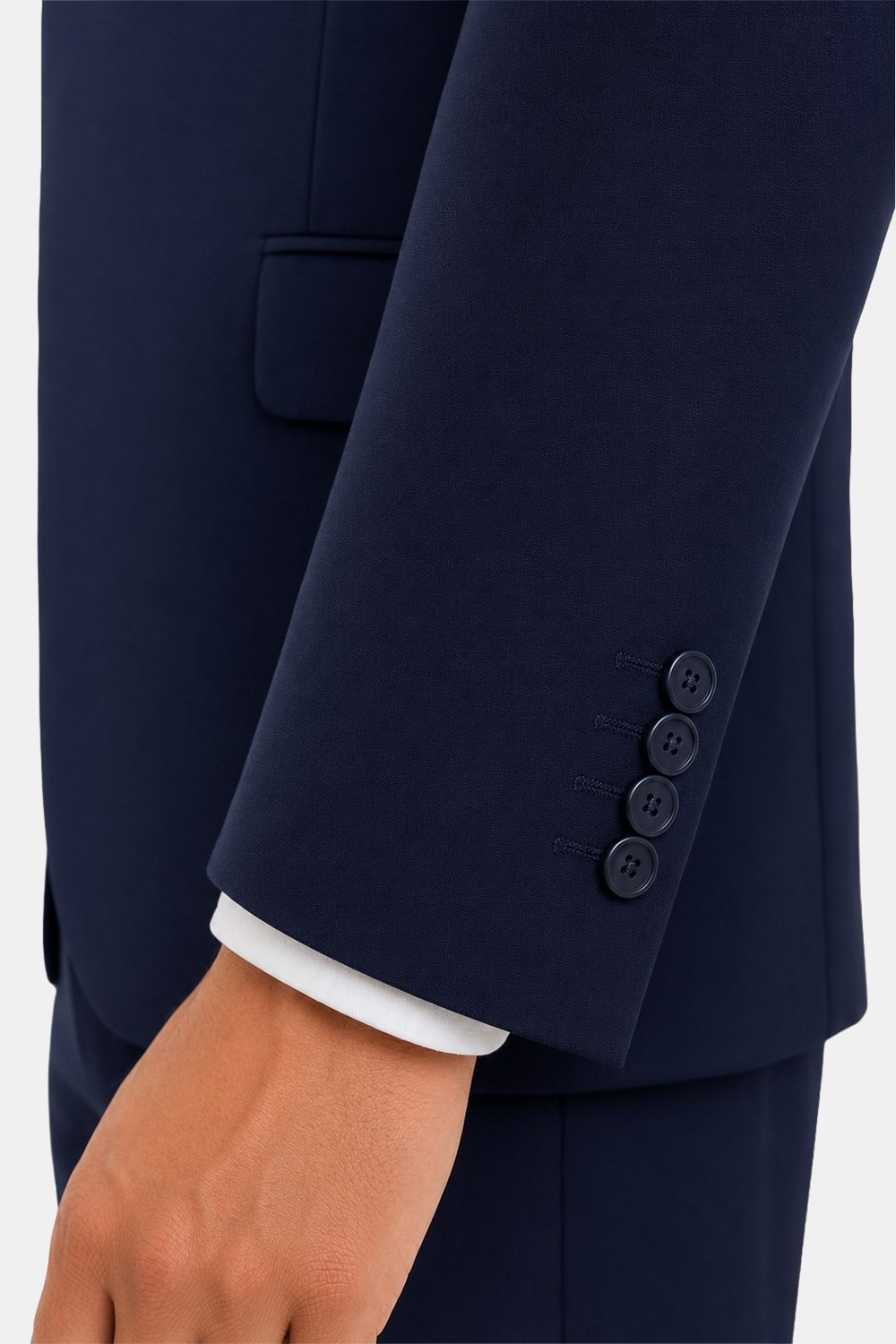 Lacivert Slim Fit Düz Paça 6 Drop Mono Yaka Klasik Takım Elbise