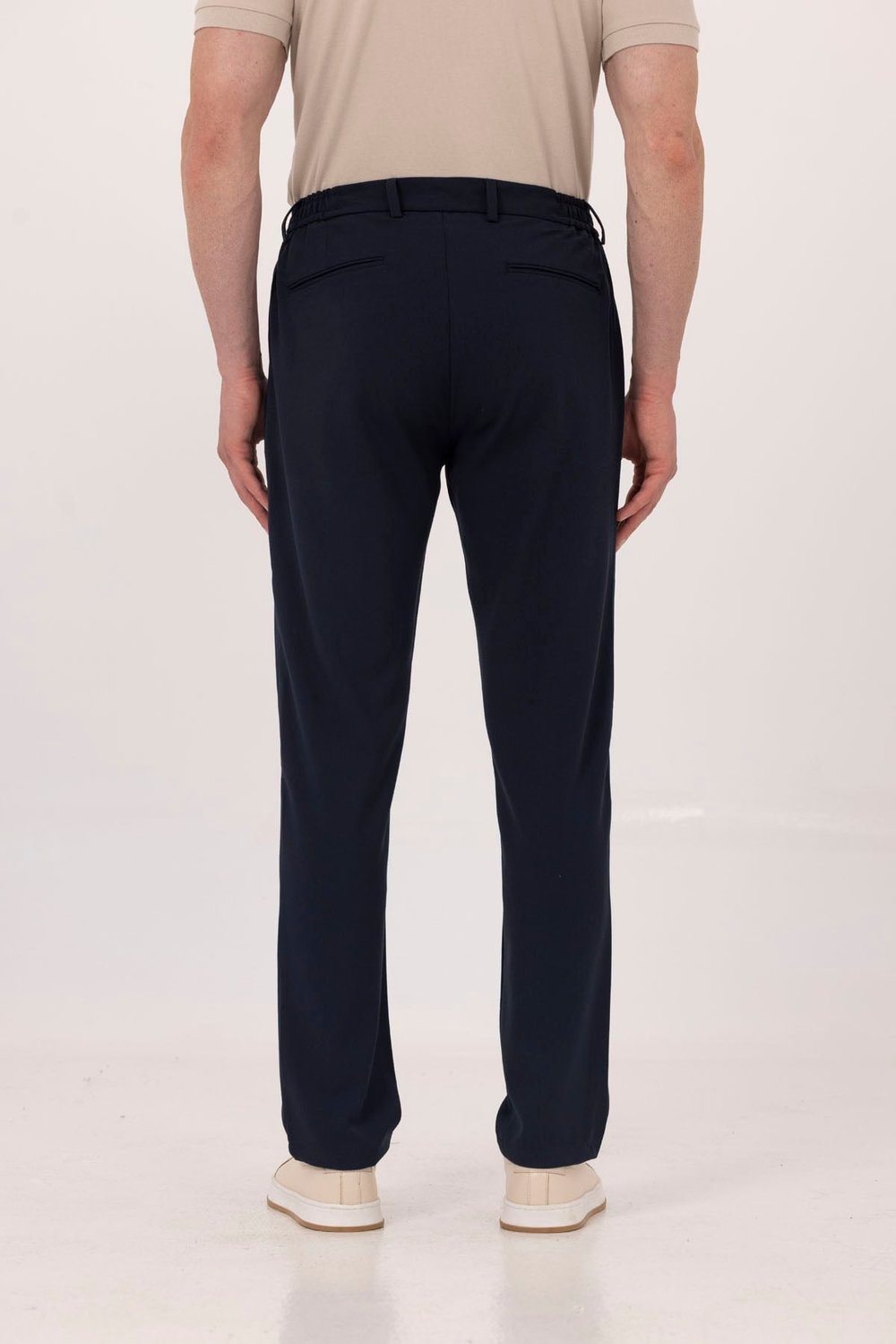Lacivert Yanı Lastikli Köprülü Kemerli Slim Fit Jogger Pantolon