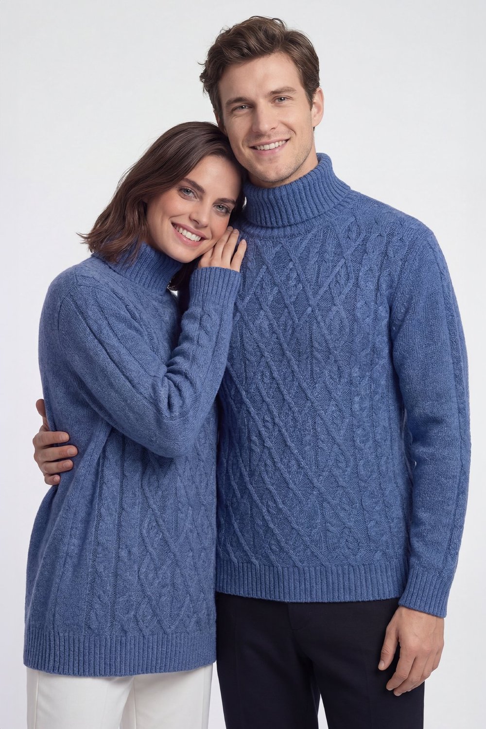 Mavi Regular Fit Yün Karışımlı Desenli Tam Balıkçı Yaka Erkek Triko Kazak