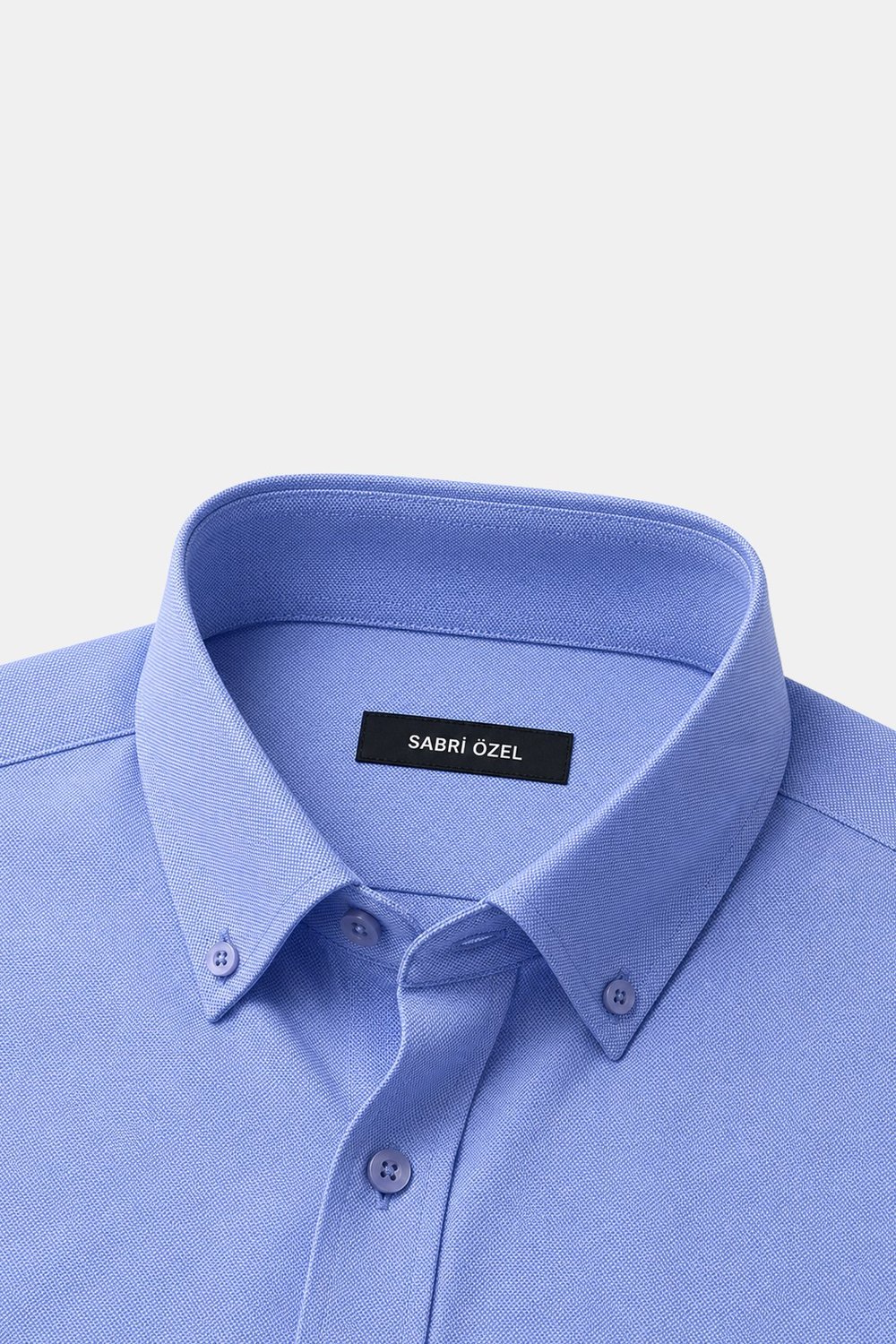 Mavi Slim Fit Pamuklu Düğmeli Yaka Uzun Kollu Gömlek