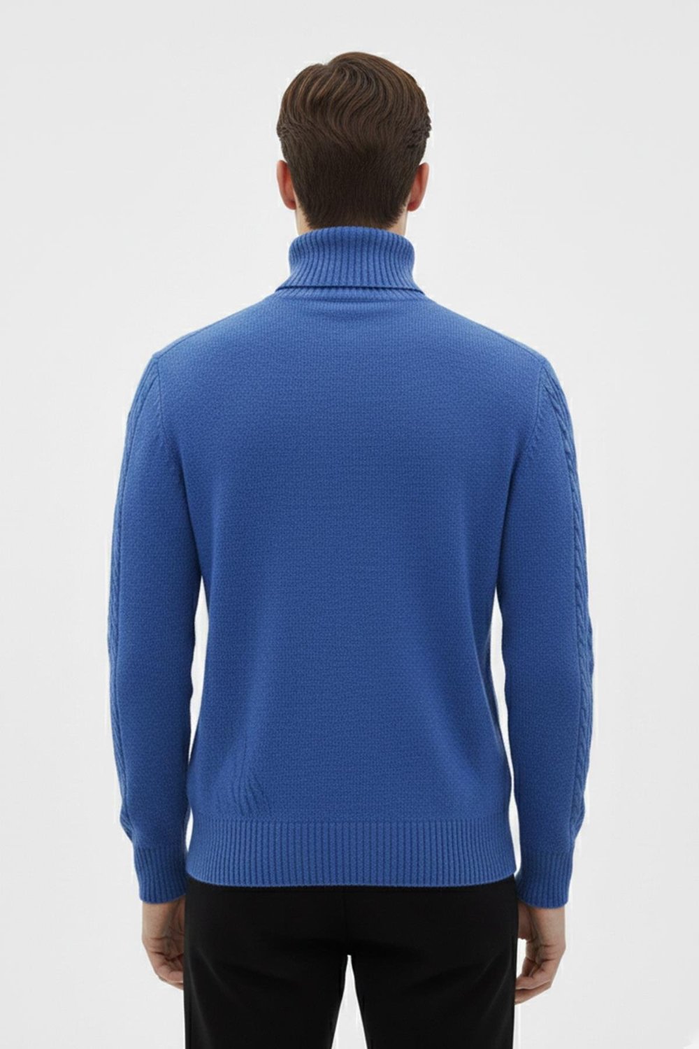 Mavi Regular Fit Yün Karışımlı Desenli Tam Balıkçı Yaka Erkek Triko Kazak