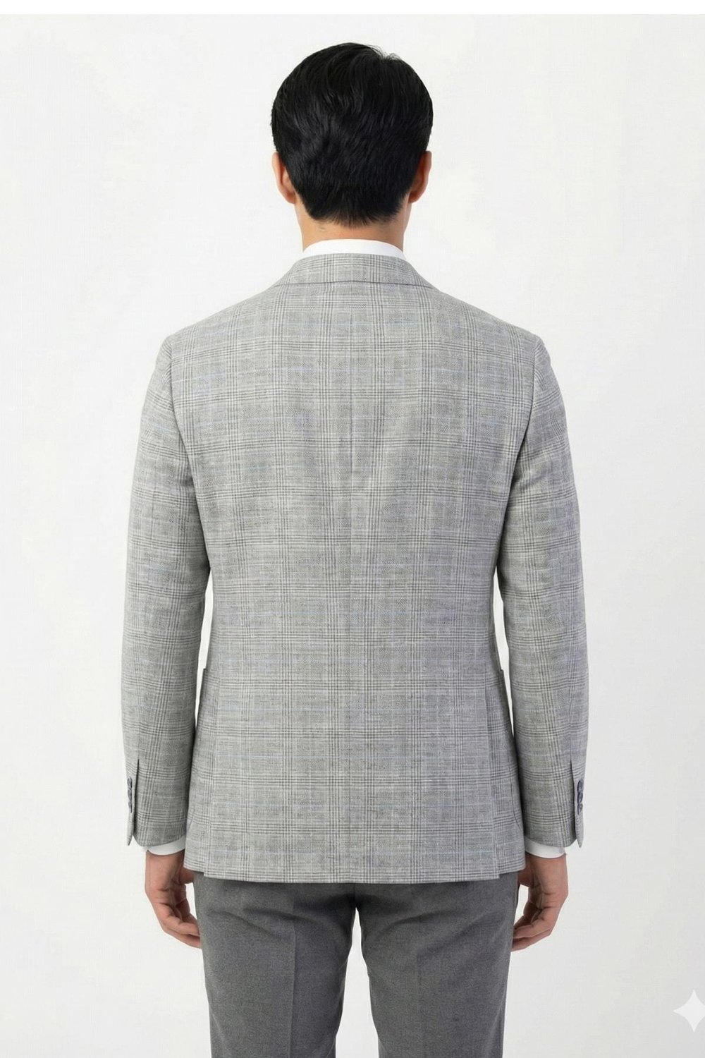 Erkek Vizon Regular Fit Ekose Desenli Klasik Yaka 6 Drop Tam Astarlı Ceket