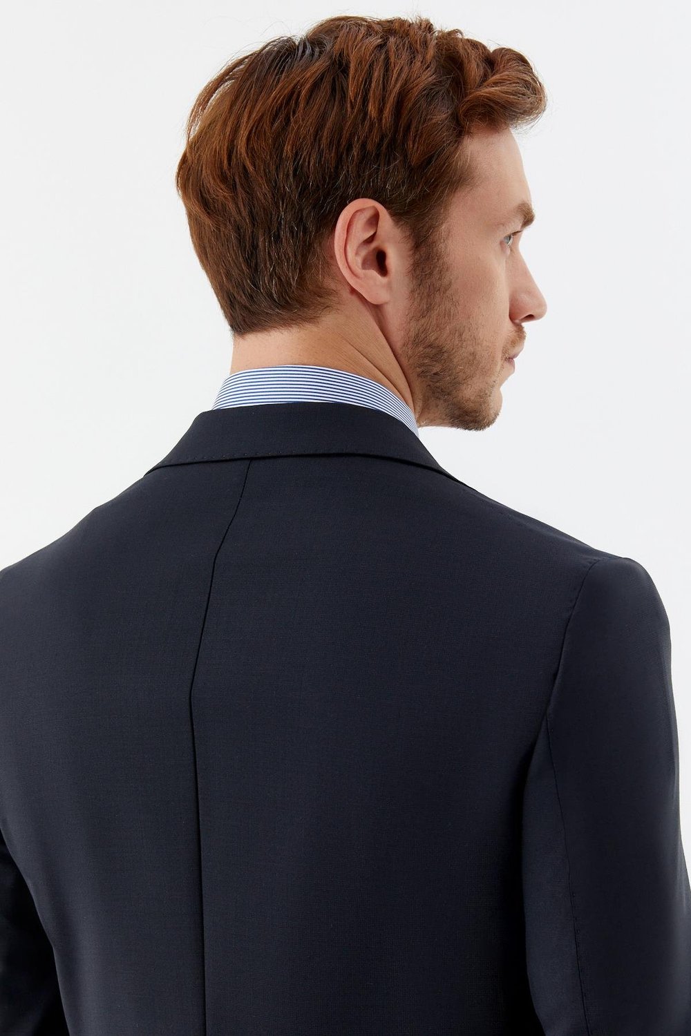 Erkek Siyah Slim Fit Mono Yaka 6 Drop Yün Karışımlı Astarsız Ceket