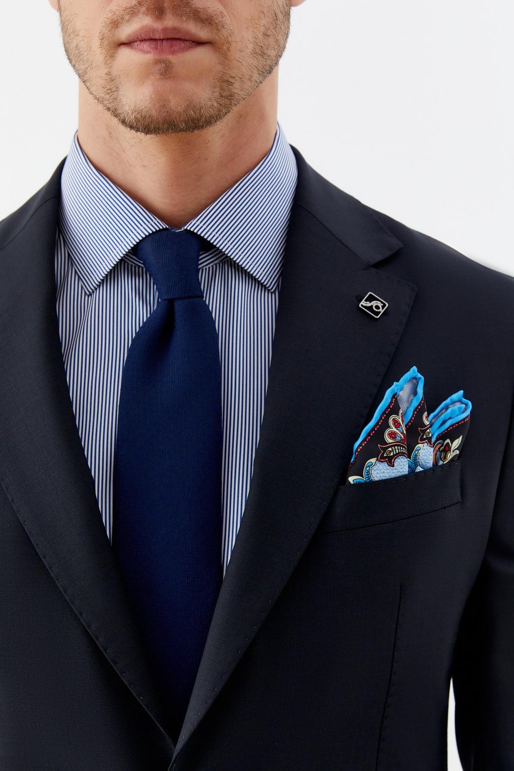 Erkek Siyah Slim Fit Mono Yaka 6 Drop Yün Karışımlı Astarsız Ceket