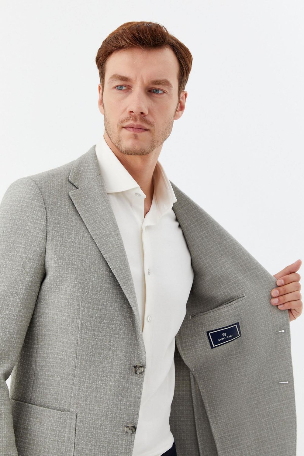 Yeşil Mono Yaka Keten Karışımlı Blazer Erkek Ceket – 6 Drop