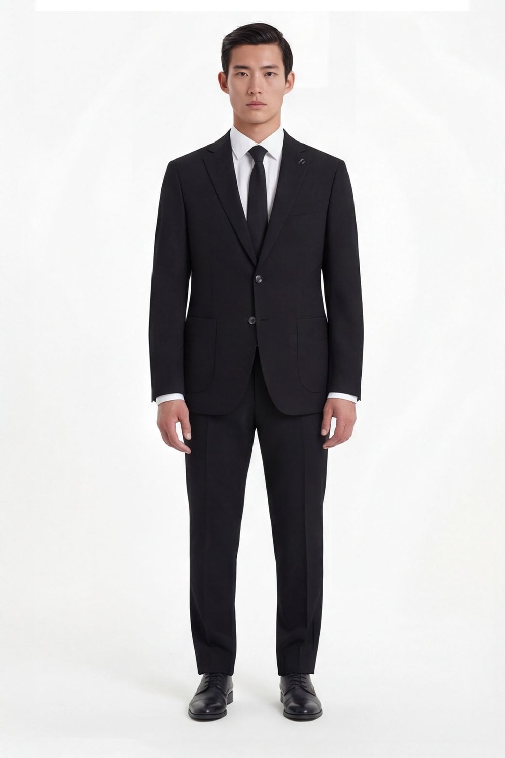 Siyah Slim Fit 6 Drop Mono Yaka Modal Kumaş Lastikli Bel Astarsız Takım Elbise