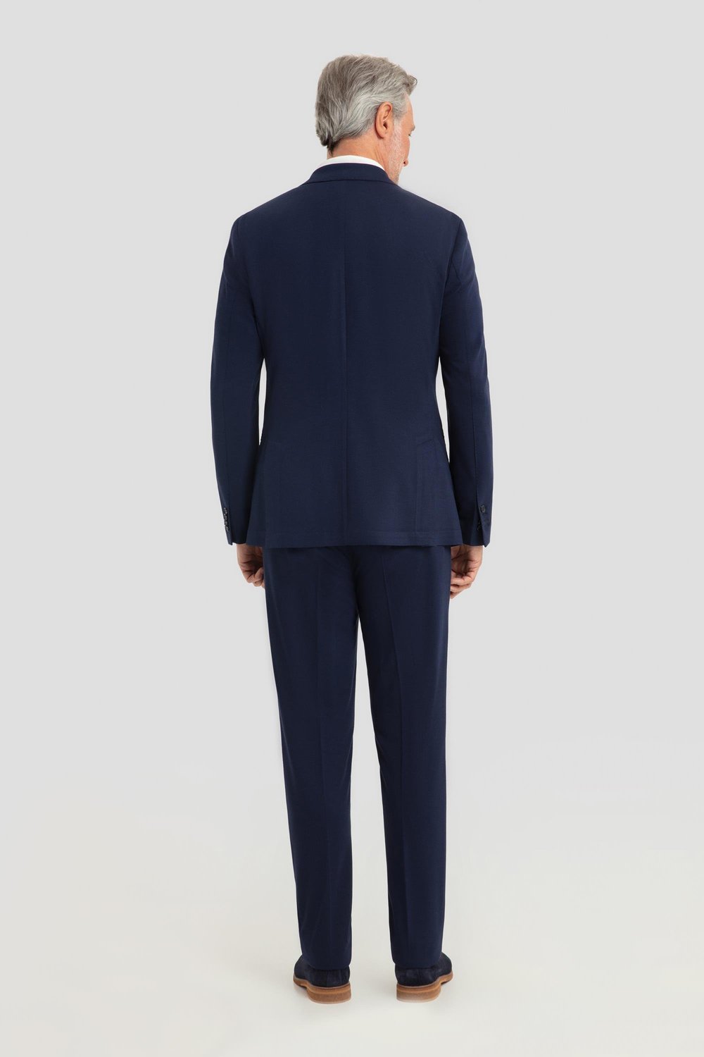 Erkek Lacivert Slim Fit Mono Yaka 6 Drop Modal Karışımlı Astarsız Takım Elbise