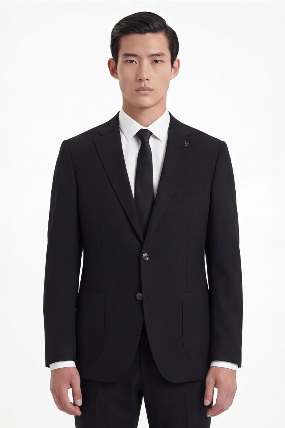 Siyah Slim Fit 6 Drop Mono Yaka Modal Kumaş Lastikli Bel Astarsız Takım Elbise