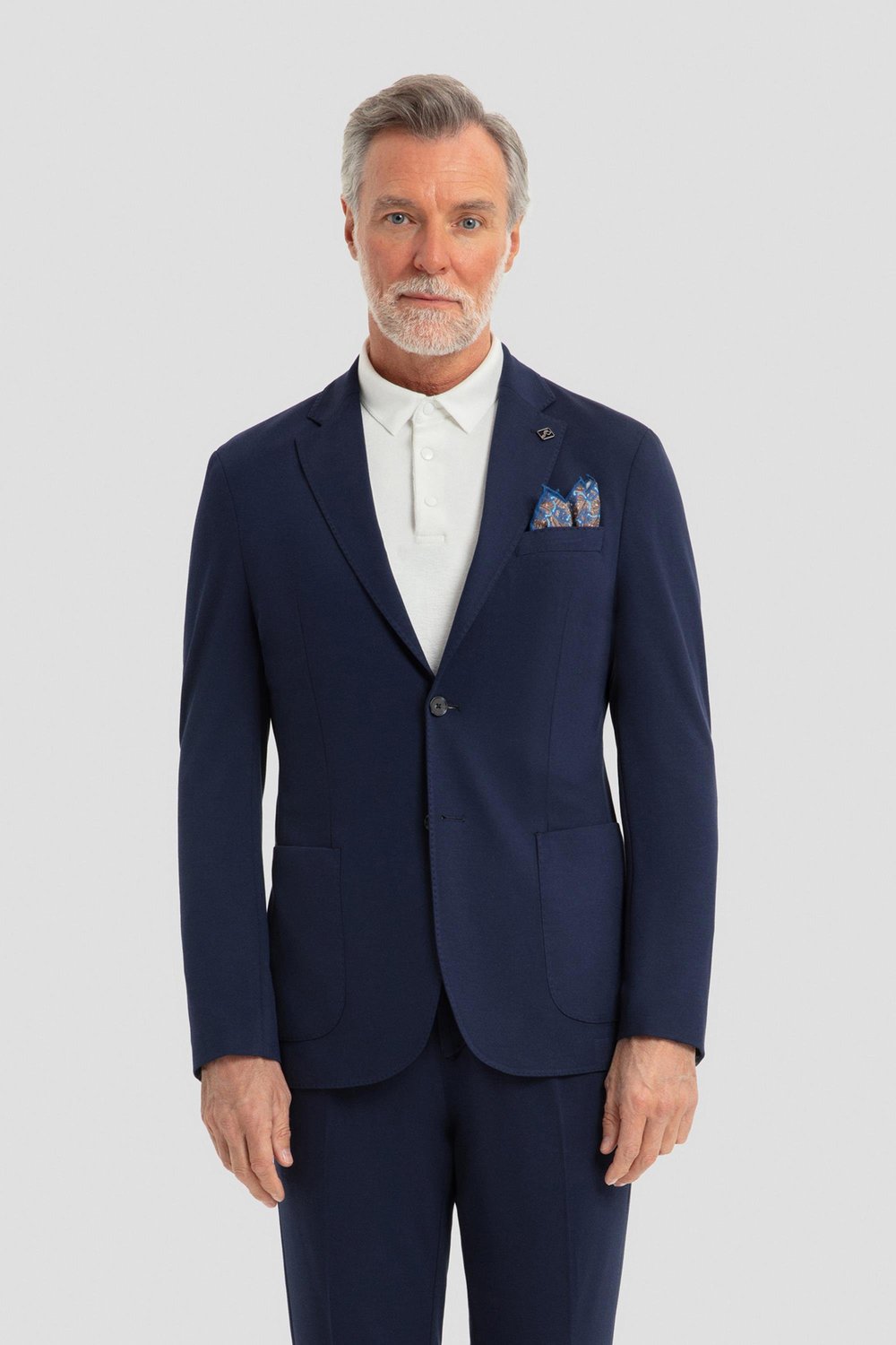 Erkek Lacivert Slim Fit Mono Yaka 6 Drop Modal Karışımlı Astarsız Takım Elbise