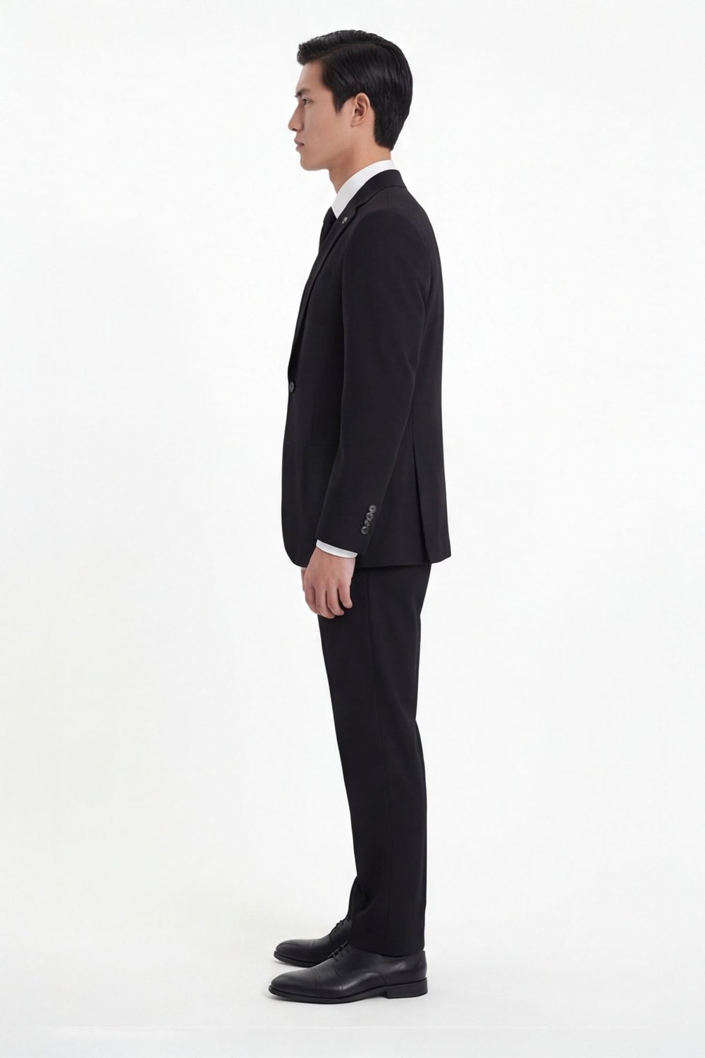 Siyah Slim Fit 6 Drop Mono Yaka Modal Kumaş Lastikli Bel Astarsız Takım Elbise