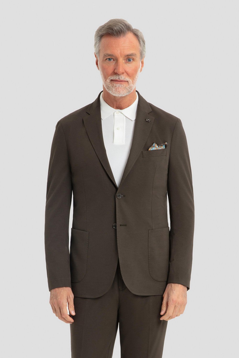 Erkek Koyu Haki Slim Fit Mono Yaka 6 Drop Modal Karışımlı Astarsız Takım Elbise