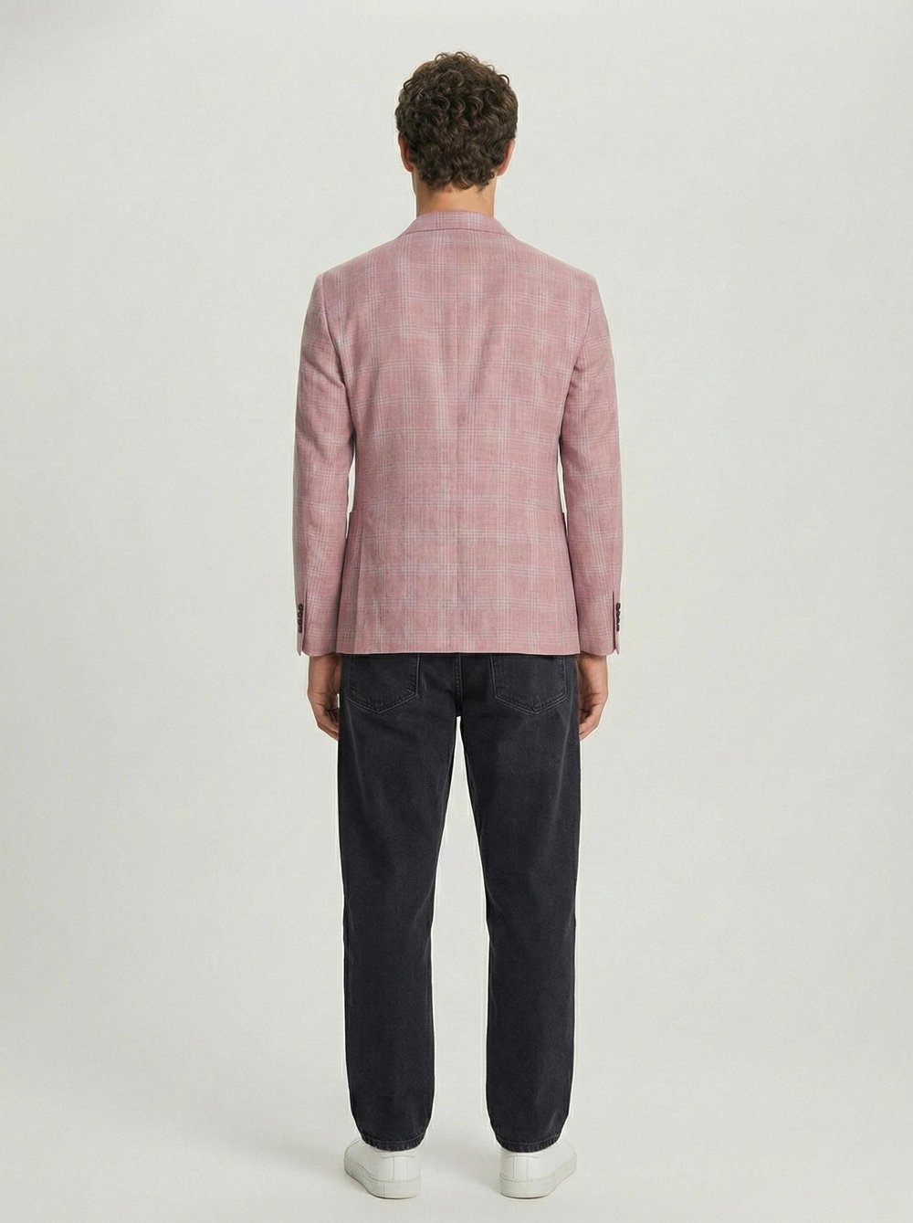 Erkek Kiremit Slim Fit Pamuklu Mono Yaka Kareli Casual Ceket