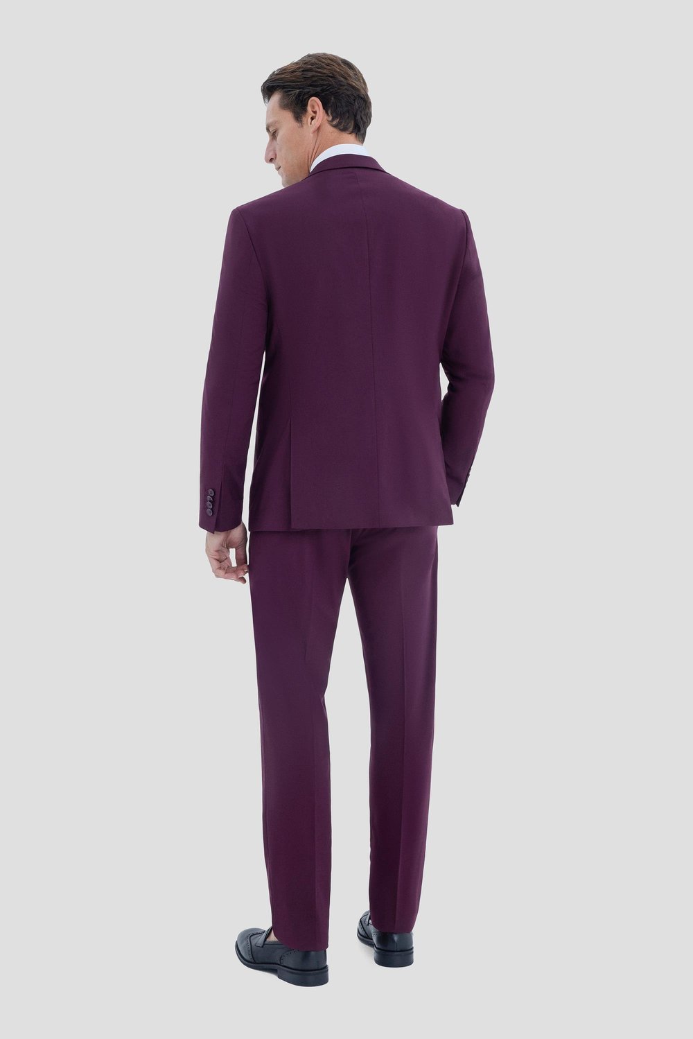 Erkek Bordo Slim Fit Mono Yaka 6 Drop Tam Astarlı Takım Elbise