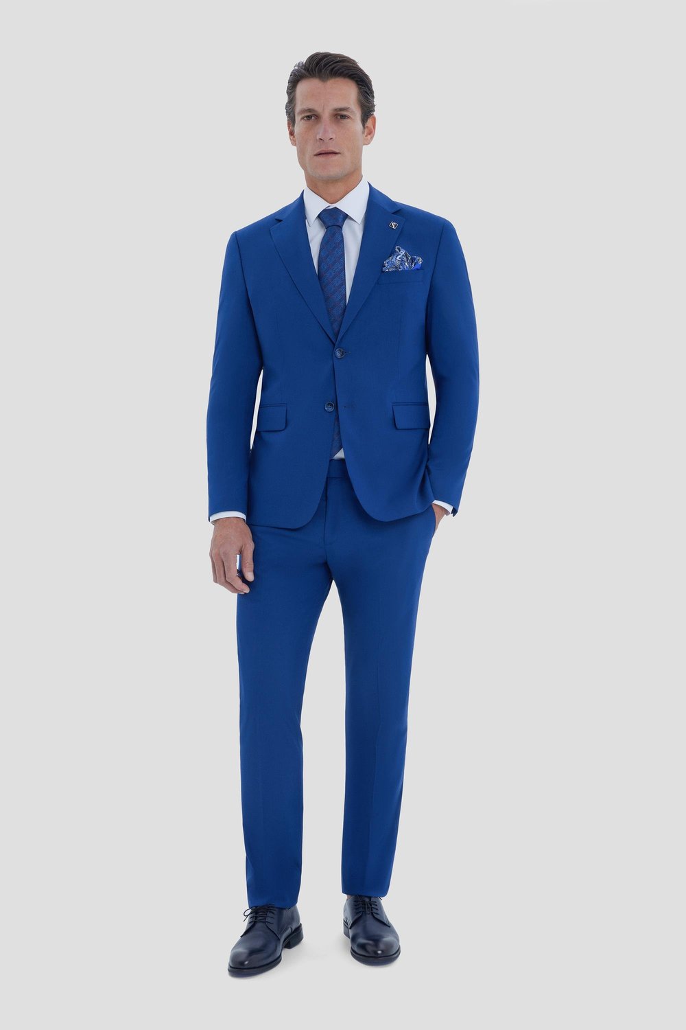 Erkek İndigo Slim Fit Mono Yaka 6 Drop Tam Astarlı Takım Elbise