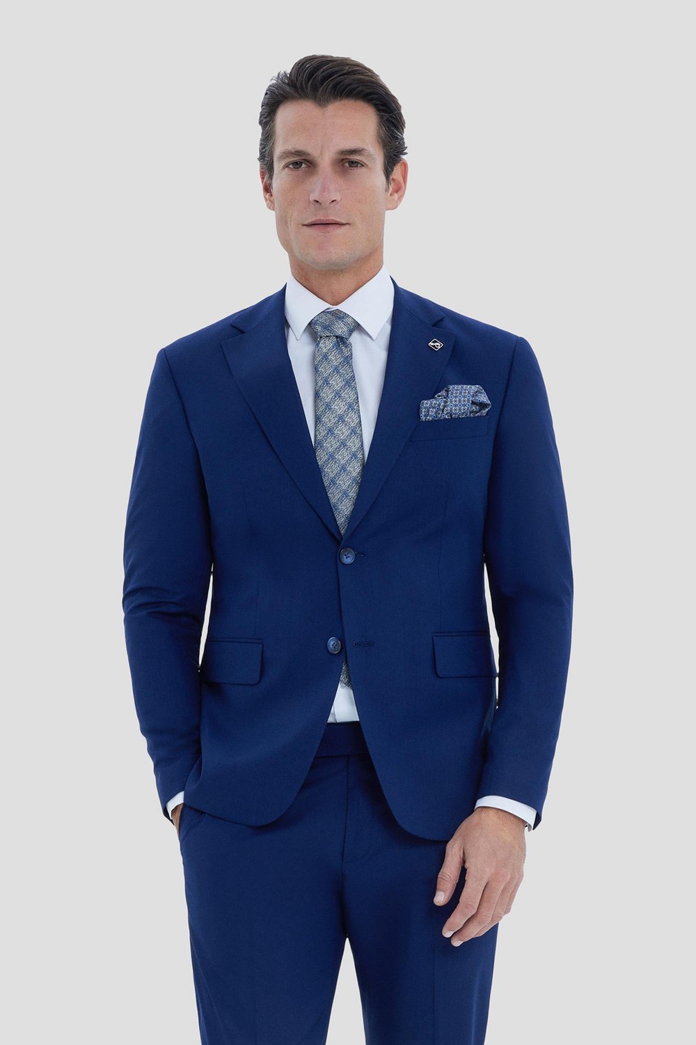 Lacivert  Slim Fit Mono Yaka Klasik Takım Elbise