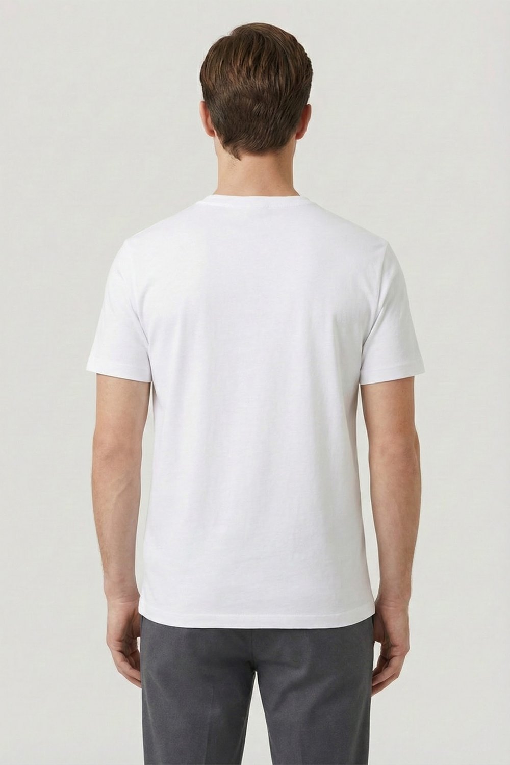 Giotelli Erkek Beyaz Geniş Kesim Oversize Fit %100 Pamuk Örme Baskılı Bisiklet Yaka Tişört
