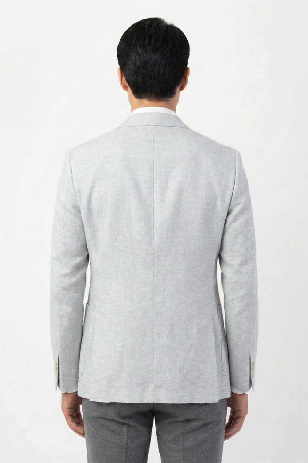 Erkek Gri Pamuk Karışımlı Mono Yaka Slim Fit Ekose Blazer Ceket 6 Drop